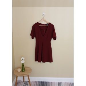 Red Flare Dress with Pockets